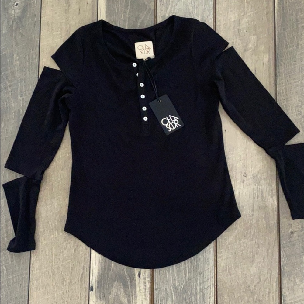 Chaser Black Long Sleeve Top with cut outs
